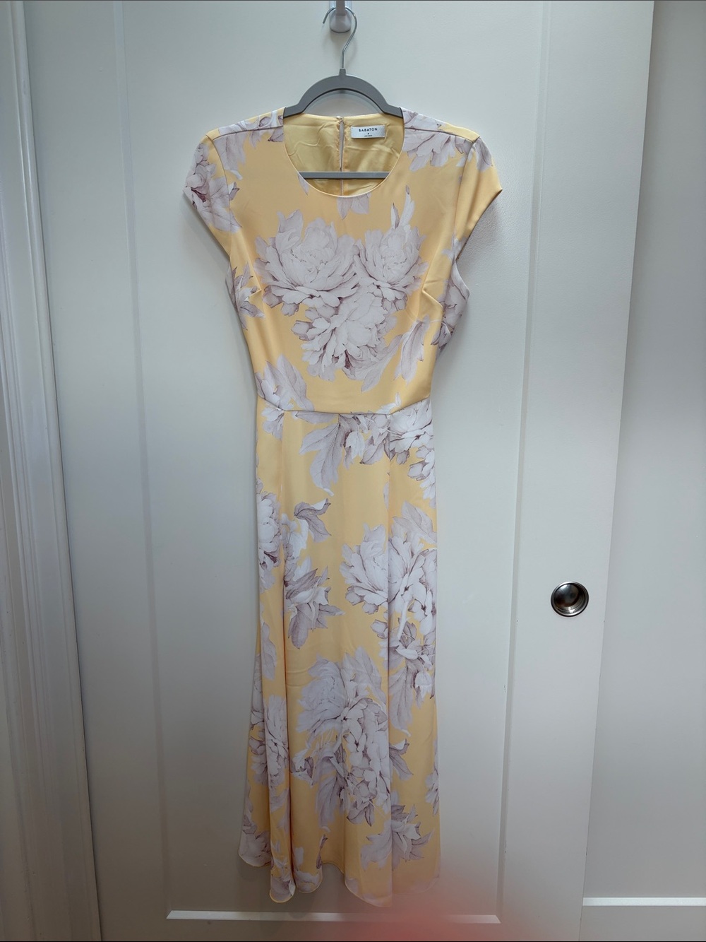 Aritzia Babaton Yellow Maxi Dress with Lavender Floral Print